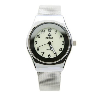DEBOR นาฬิกาข้อมือผู้หญิง สีเงิน สายถักสแตนเลส รุ่น DBG19804