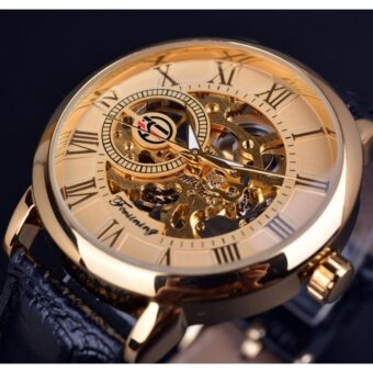 Forsining 3D Literal Design Roman Number Designer Watches Men Luxury Brand Erkek Kol Saati Skeleton Watch Clock Men - intl