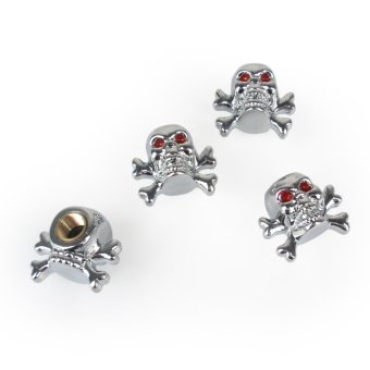 รูปภาพ เกี่ยวกับ CatWalk 4 Pcs Skull Valve Stem Caps Silver