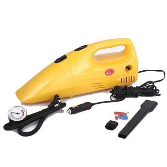 รูปภาพ เกี่ยวกับ 2 in 1 เครื่องดูดฝุ่น + ปั้มลม ใช้งานได้เอนกประสงค์ Car Electric Pump Air Compressor Gauge Tire Inflator (Yellow) ฟรีที่จุดบุหรี่ในรถ 2ช่องและ1USBมูลค่า259บาท
