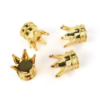 รูปภาพ เกี่ยวกับ CatWalk Crown Universal Car Tire Air Valve Stem Caps 4-piece Set (Gold)