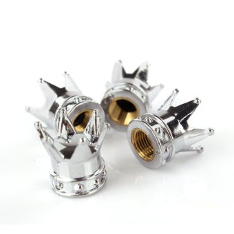 รูปภาพ เกี่ยวกับ CatWalk Crown Universal Car Tire Air Valve Stem Caps 4-piece Set (Silver)