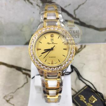 OP (Olym Pianus) นาฬิกาข้อมือผู้หญิงพลอยรอบ ซัฟฟราย สายสแตนเลสทอง รุ่น 24591L-601 GW (ทอง/เงิน)