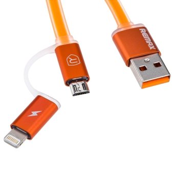 Remax สายชาร์จAurora High Speed Cable 2-in-1 for Mirco USB/iPhone 5<br/>(สีส้ม), โปรโมชั่นพิเศษประจำปี 2016, สายเคเบิ้ลและสายชาร์จ ราคาเริ่มต้นที่ 99บาท