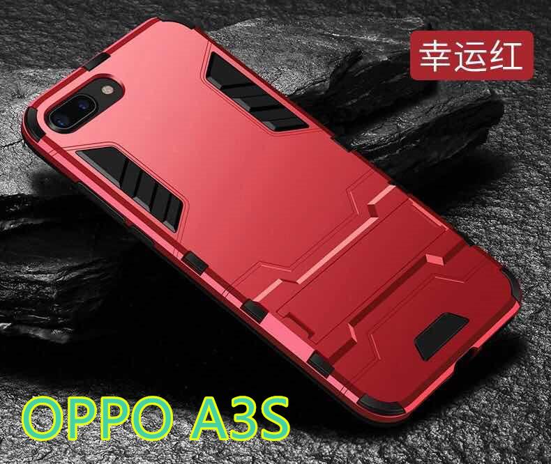 Case OPPO A3S เคสออฟโบ้ a3s เคสแข็ง PC + TPU ปกไฮบริด มีขาตั้ง ไฮบริด เคสกันกระแทก เคสออฟโป้ หลังแข็ง ขอบนิ่ม สินค้าใหม่