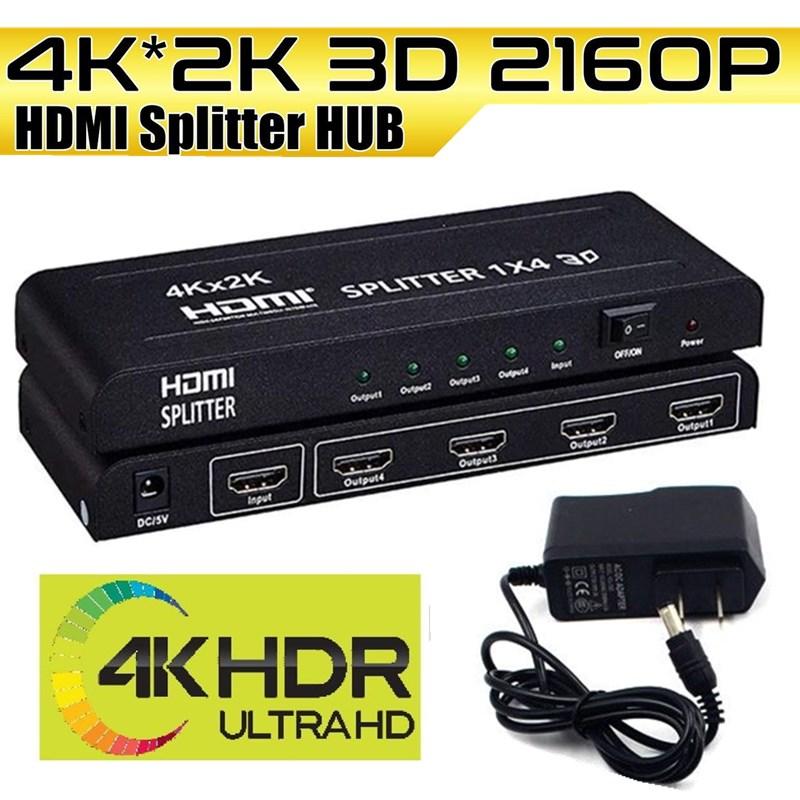 NEW 4K*2K HDMI Splitter HUB Switch 1 In 4 Out 3D 1080P 4 Way HDMI Signal Distributor