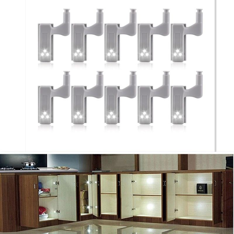 10Pcs LED Sensor Light Kitchen Cabinet Hinge Cupboard Closet Wardrobe Lights