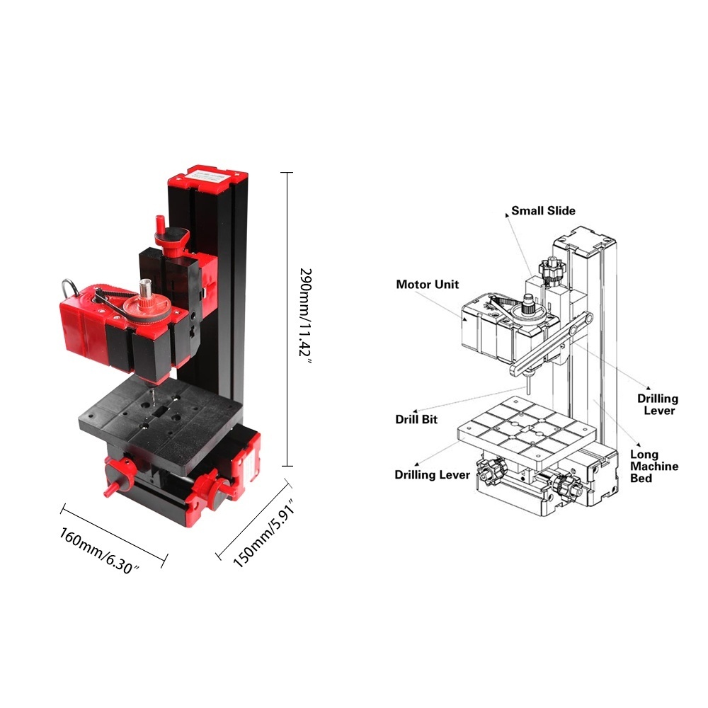 6In1 Functional Mini Wood Metal Lathe DIY Tool Jigsaw Milling Drilling Machine