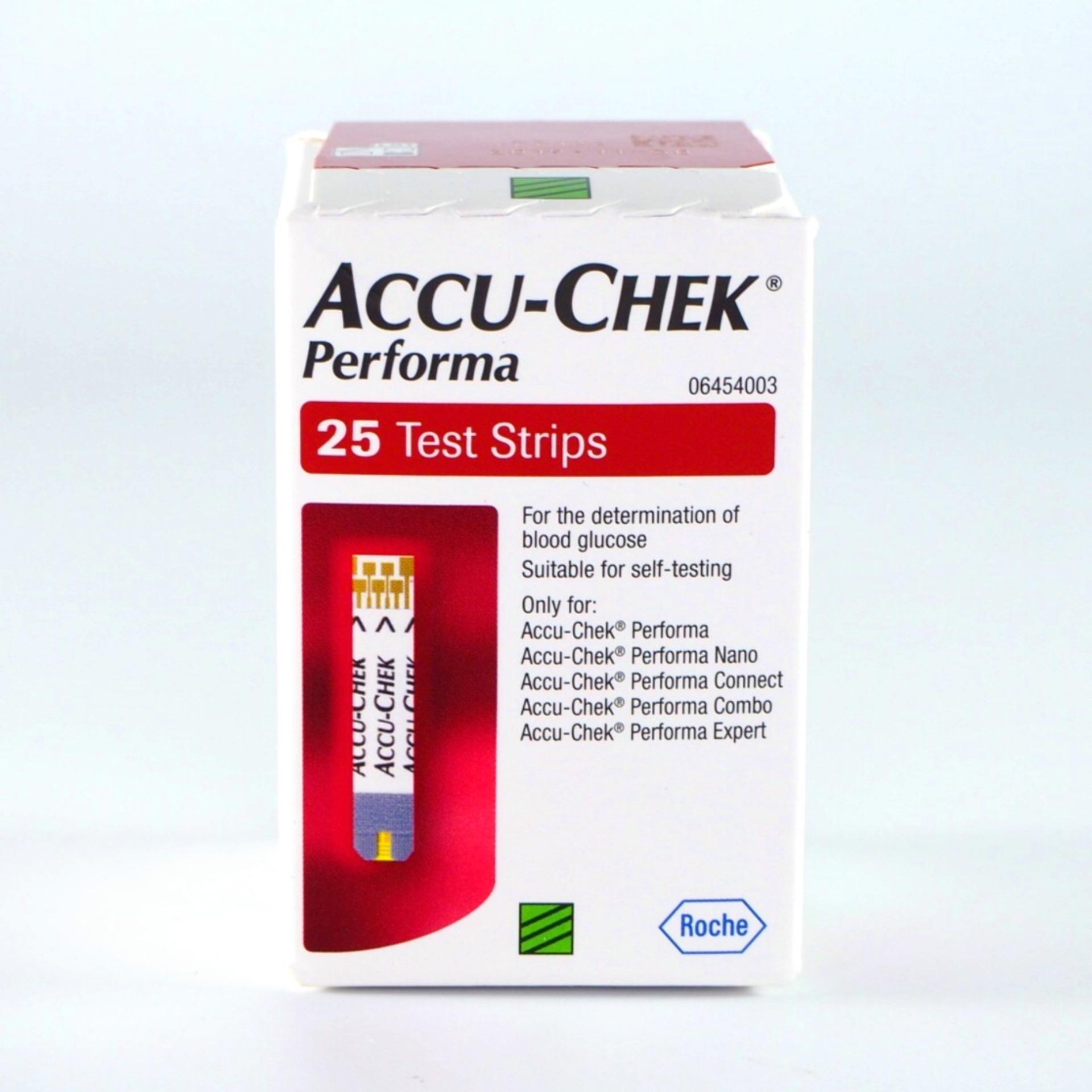 Accu-chek Performa Test Strips 25 pieces/box Accu Chek แผ่นวัดระดับน้ำตาลในเลือด 25 ชิ้น/กล่อง