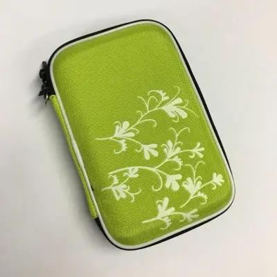Portable 2.5 inch Hard Disk Drive Bag Purse Organizer Flower Bag (Green)