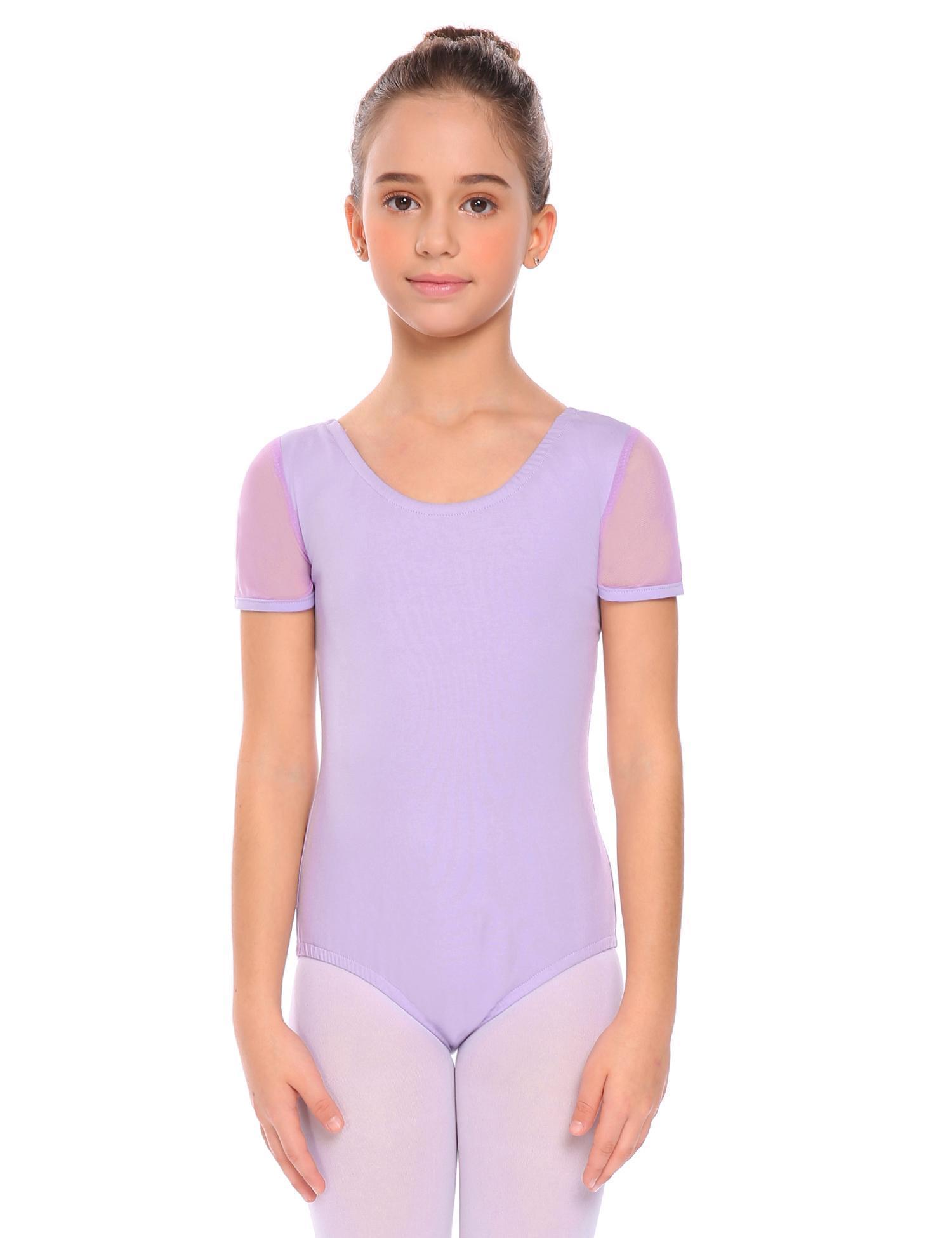 ผู้ขายที่ดีที่สุด Sunwonder สาวยิมนาสติก Leotards Keyhole กลับบอดี้สูทแขนสั้นชุดเต้นรัดรูป By Sunwonder