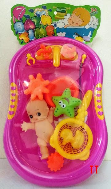 ของเล่นเด็ก ชุดตุ๊กตาอาบน้ำ อ่างจำลองอาบน้ำเด็ก ใหญ่ (สีชมพู)