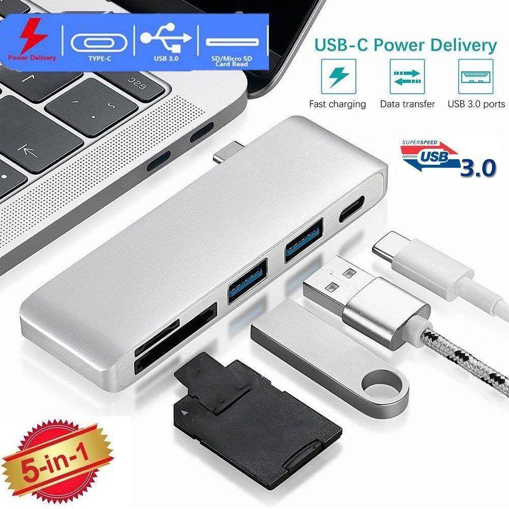 5 in 1 Type-C To USB 3.0 Combo USB-C Charging TF SD Card Reader Hub For MacBook