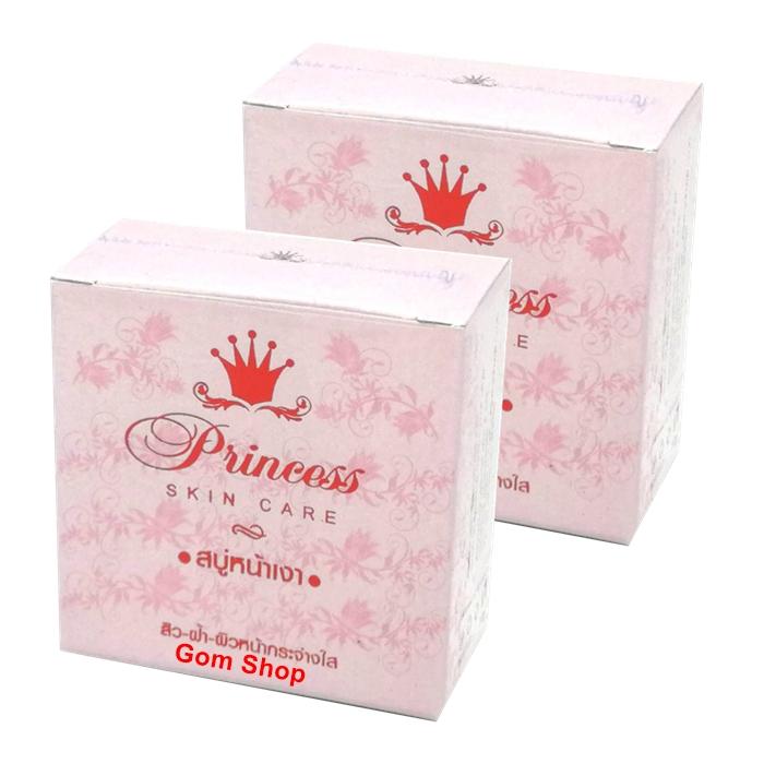 ( 2 ก้อน ) Princess skin care aura aura soap สบู่หน้าเงา หน้าเด็ก 80 g. ( 2 ก้อน )