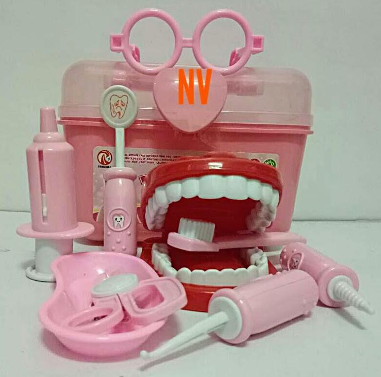 Nova toys ของเล่นเด็ก ชุดหมอฟันจำลอง15ชิ้นพร้อมกล่องเก็บ (สีชมพู)