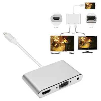 for Iphone 5 6 6S 7 7 plus Lightning to AV TV HDMI VGA Audio Video Cable Adapter