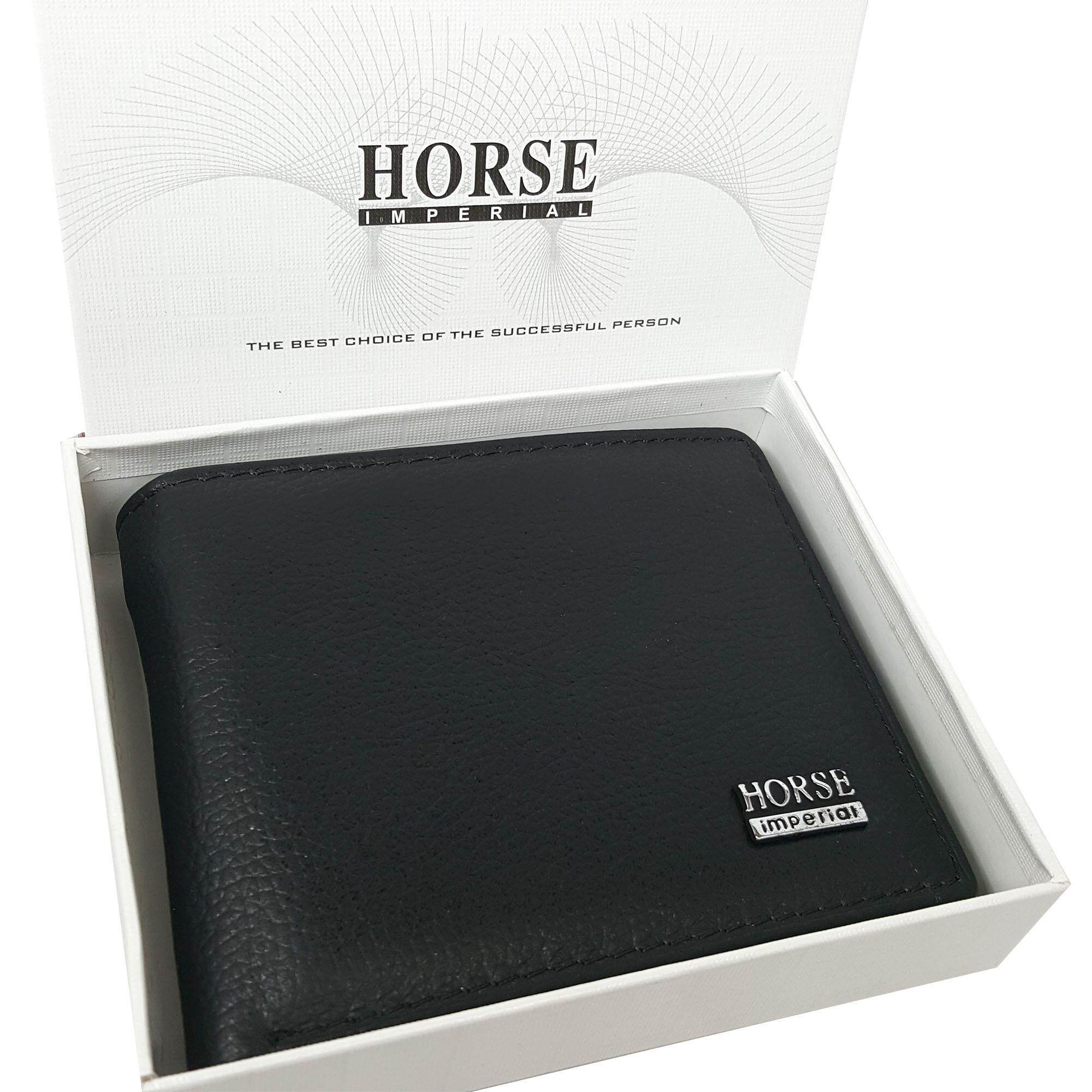 Horse Imperial Wallet กระเป๋าสตางค์แฟชั่น เรียบหรู ทรงสั้น รุ่นคลาสสิค Classic (พร้อมกล่องใส่) ขายดี สีดำ(Horse Imperial)