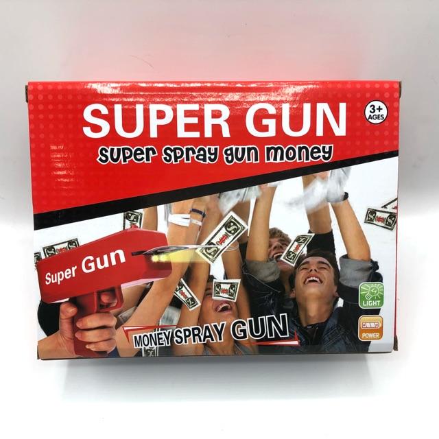 Super Gun Spray gun money ของเล่น ปืนยิงเงิน ปืนสายเปย์ ปืนยิงแบงค์ สามารถยิงได้จริง พร้อมแบงค์จำลองในกล่องให้ 100 ใบ เล่นได้ทั้งเด็กและผู้ใหญ่ ช่วยเสริมสร้างความสนุกสนาน ความคิดสร้างสรรค์ฺ และเหมาะกับงานแฟนซี ปาร์ตี้ต่าง ๆ เพื่อช่วยสร้างสีสัน