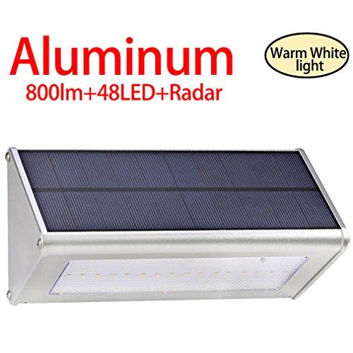 800 Lumens Solar Light 48 LED Waterproof Outdoor Aluminum Alloy
Housing, Radar Motion Sensor Light for Step, Garden, Yard, Deck -white
light