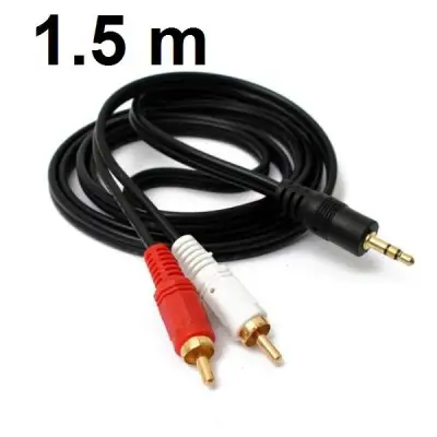 3.5mm 1/8" Jack Mini plug TO 2 RCA Male Stereo Phono Audio Speaker Adapter Cable 1.5M