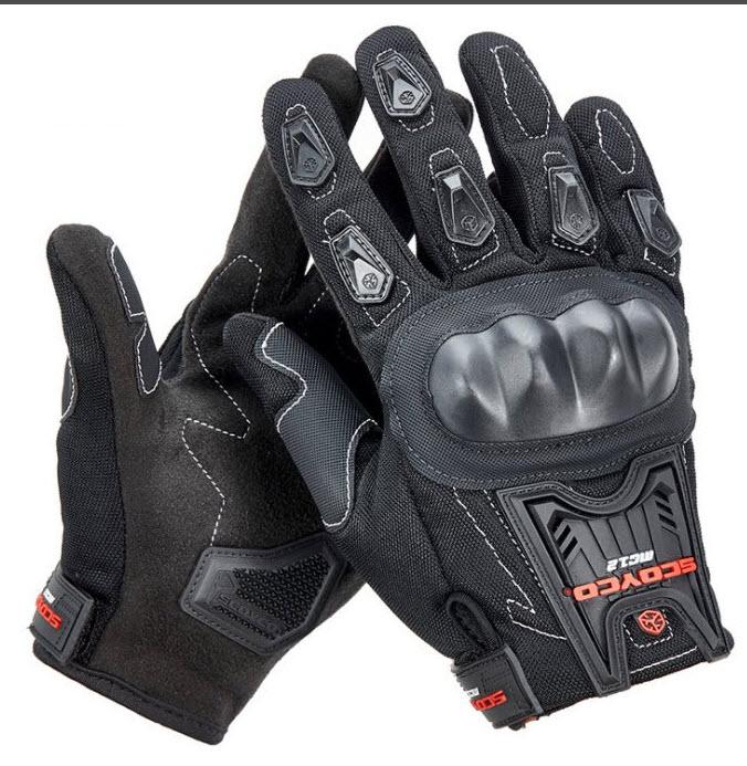 ถุงมือมอเตอร์ไซค์ Scoyco เต็มนิ้ว MC12  สีดำล้วน