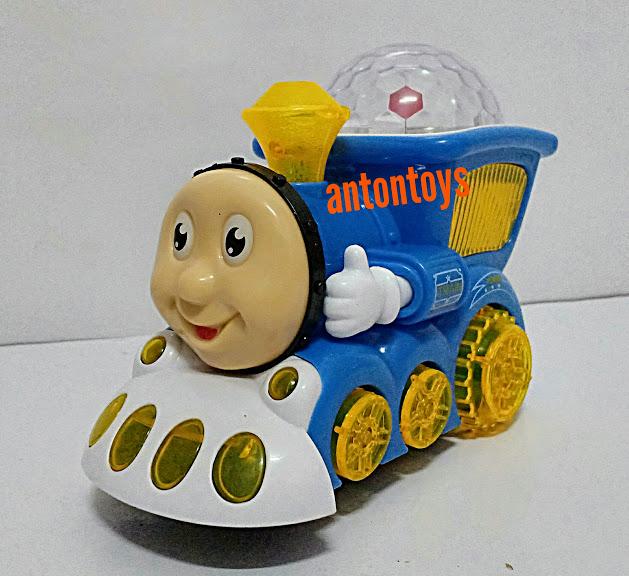 Antontoys รถไฟใส่ถ่าน ชน-ถอย มีไฟ+เสียง สีฟ้า