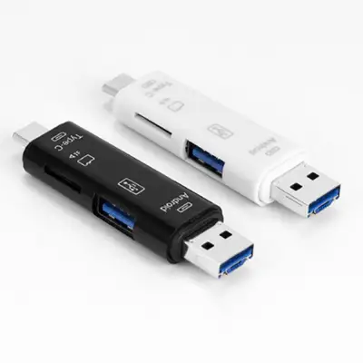 5 in 1 USB 2.0 Type C / USB / Micro USB SD TF Memory Card Reader OTG Adapter