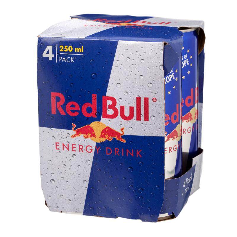 RED BULL Energy Drink (Europe Imported) เรดบูล เครื่องดื่มชูกำลัง 250ml. x 4cans
