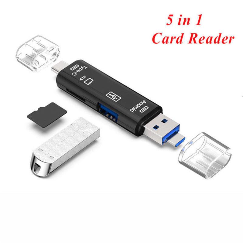 5 in 1 USB 3.1 Type C / USB / Micro USB SD TF Memory Card Reader OTG Adapter 