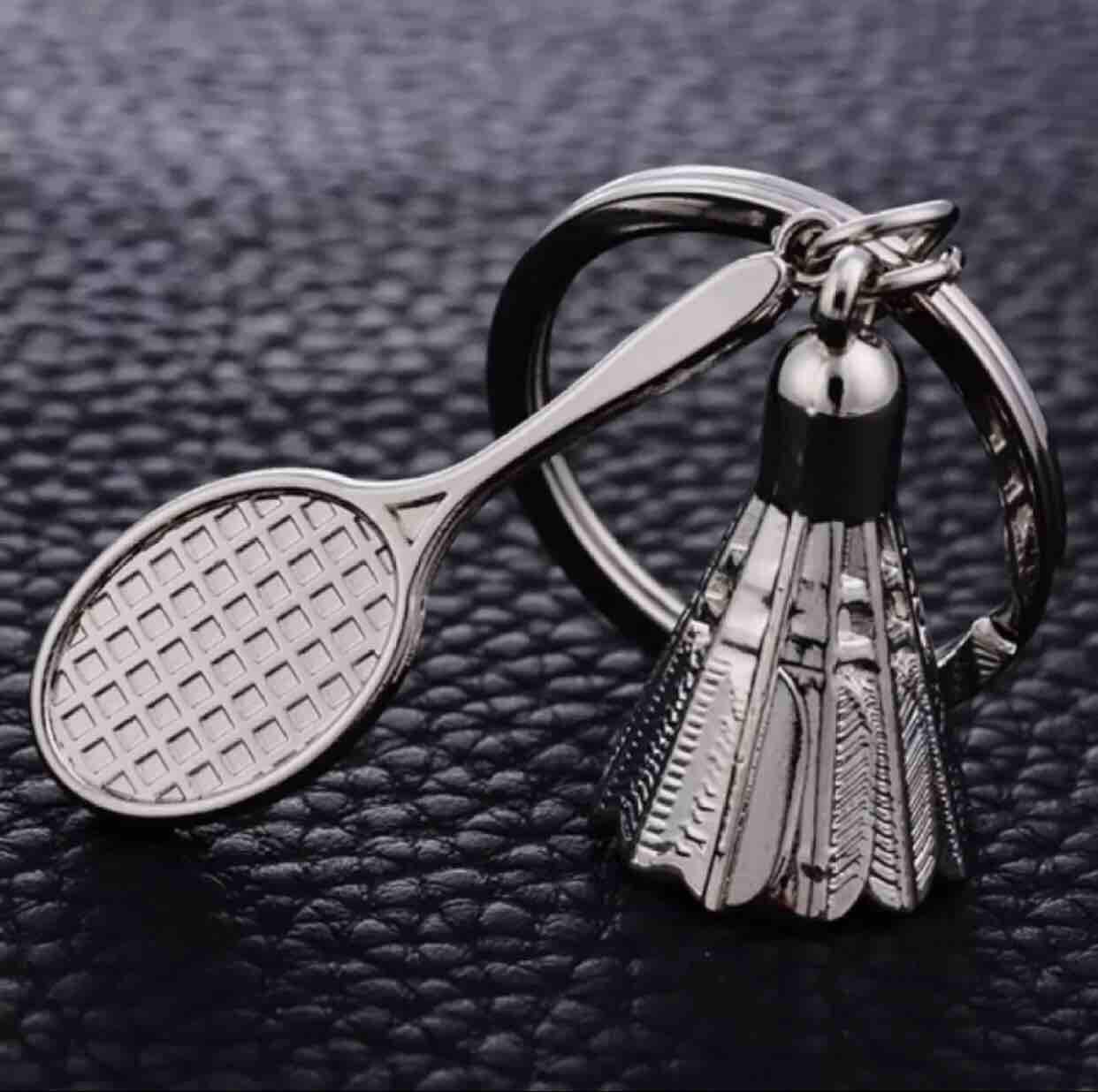 Badminton racket & Shuttlecock Keychain Ring
