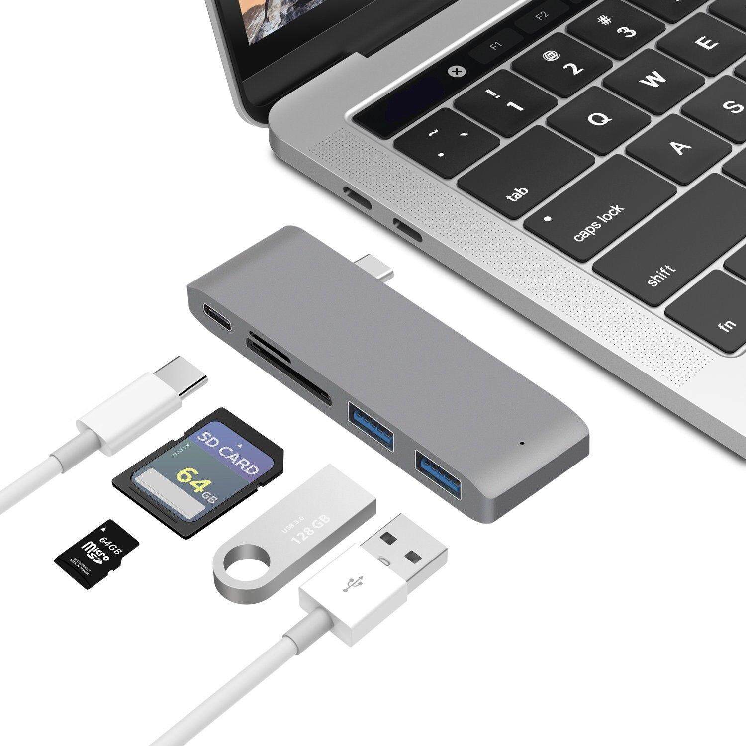 Type-C Adapter 5in1 USB C Hub 3.0 Charging Data Sync Card Reader For MacBook Pro