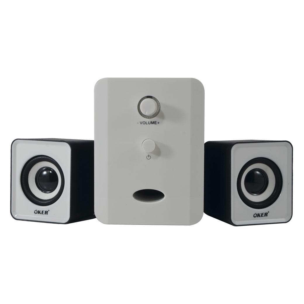 OKER ลำโพง USB Multimedia Speaker Micro 2.1 650W SP-835(สีขาวดำ)