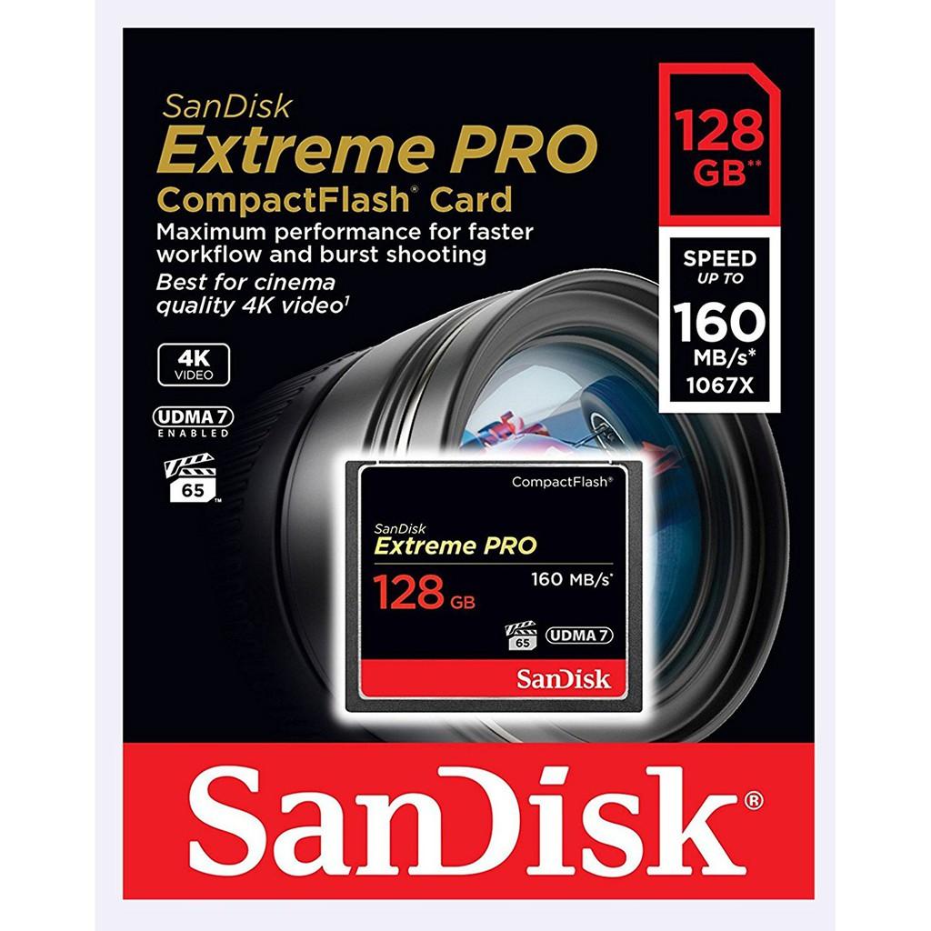 SanDisk Extreme Pro COMPACTFLASH CF Card 128GB Speed 160MB/150MB/s (SDCFXPS_128G_X46) อุปกรณ์รองรับการ์ดหน่วยความจำ สำหรับกล้องCF กล้องระดับกลาง กล้องวีดีโอ เมมโมรี่ การ์ด แซนดิสก์ รับประกัน Lifetime โดย Synnex