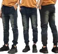 Jogger jeans. กางเกงจ๊อกเกอร์ ผ้ายีนส์ สีฟอกสนิมสวย ไซส์ 28”-44”