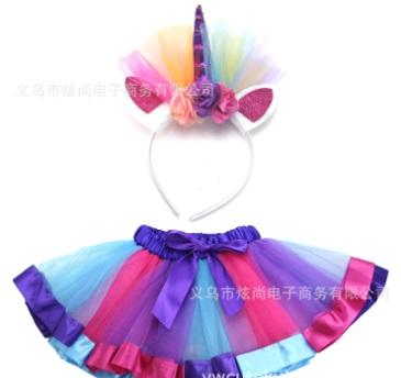 ชุดยูนิคอร์น กระโปรงสีรุ้ง + คาดยูนิคอร์น แสนน่ารัก ใครๆ ก็ต้องการมี (Children's Rainbow Skirt)