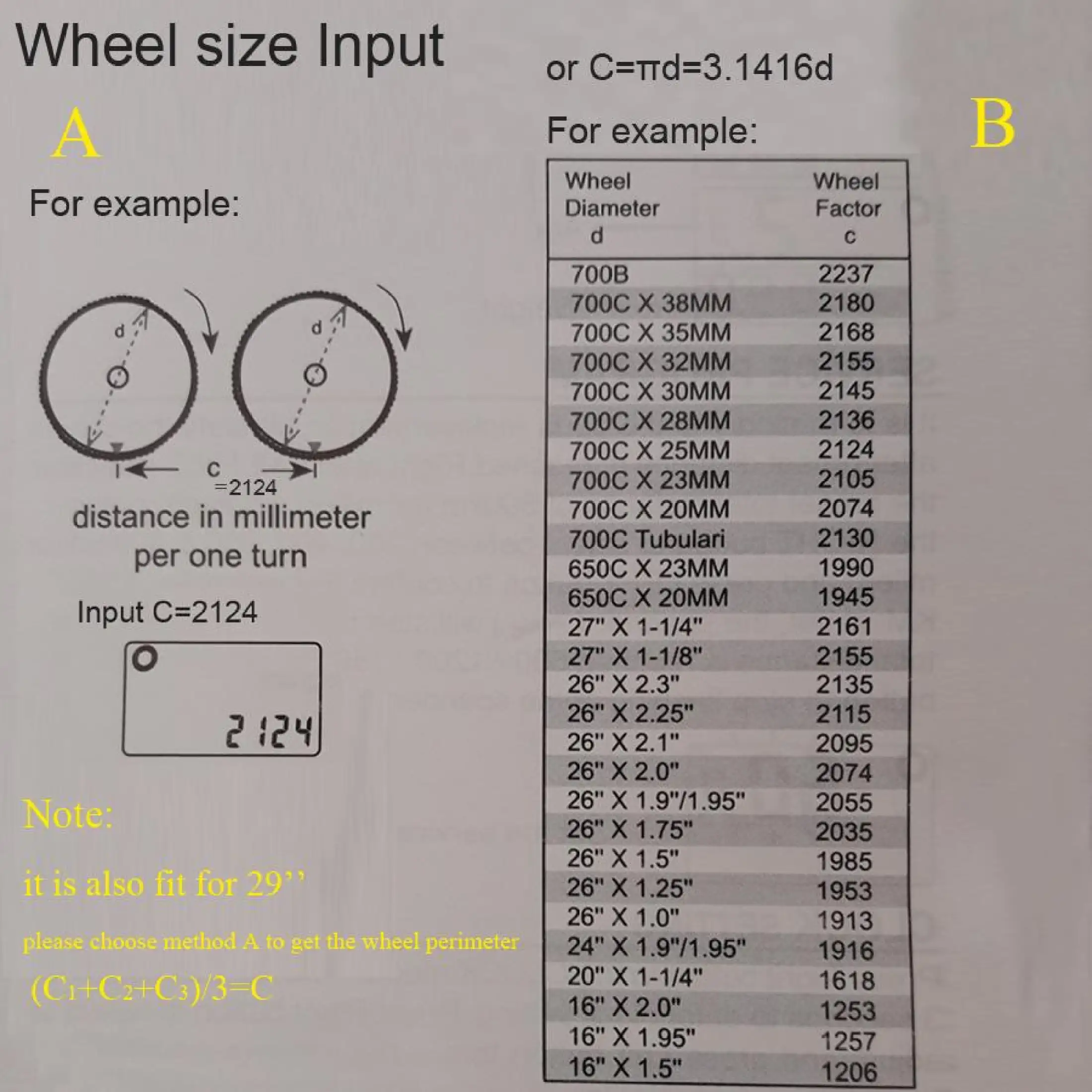 lixada wheel size chart