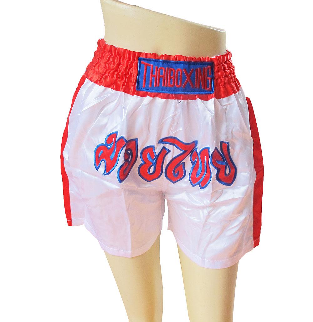 M. Boxer Thai Boxing For You กางเกง มวย เเบบ เท่ห์ๆๆ ลวดลายสวยงามมาก  ขาวเเดง