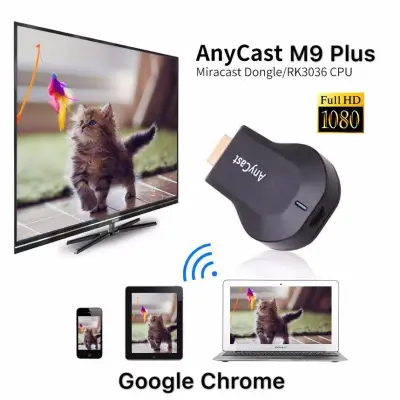 Anycast M9 Plus รุ่นใหม่ล่าสุด 2018 HDMI WIFI Display เชื่อมต่อมือถือขึ้นทีวี รองรับ iPhone/iPad Google Chrome,Google Home และ Android Screen Mirroring Cast Screen AirPlay DLNA MiracastrPlay DLNA Miracast