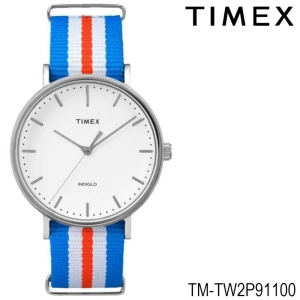 ภาพหน้าปกสินค้าTimex TW2P91100 นาฬิกาข้อมือผู้ชายและผู้หญิง สายไนล่อน สีฟ้า/แดง ที่เกี่ยวข้อง
