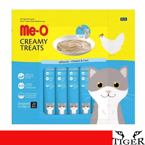 Me-o Creamy Treats ChickenLiver 15g x 20 unitsมีโอ ขนมแมวเลีย รสไก่และตับ บรรจุแพ็คละ 20 ซอง ซองละ 15 กรัม