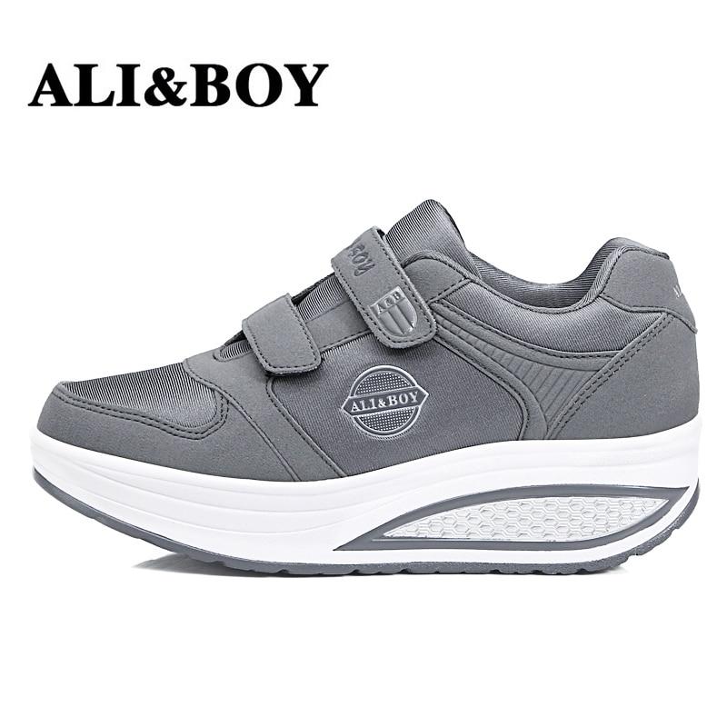 ALIBOY รองเท้าผ้าใบเพื่อสุขภาพ รองเท้าออกกำล�   �งกาย รองเท้าวิ่ง รองเท้าแฟชั่น FashionRunning Sport Shoes ดีไซส์สวยงาม สไตล์เกาหลี(แถบเมจิกลอกแปะ)