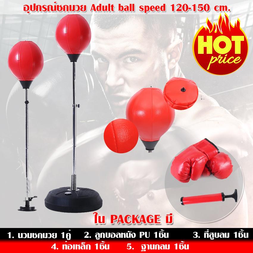 GadgetZ อุปกรณ์ชกมวย เป้าชกมวย Adult ball speed 120-150 cm - สีแดง ซ้อมมวย ออกกำลังกาย มวยไทย