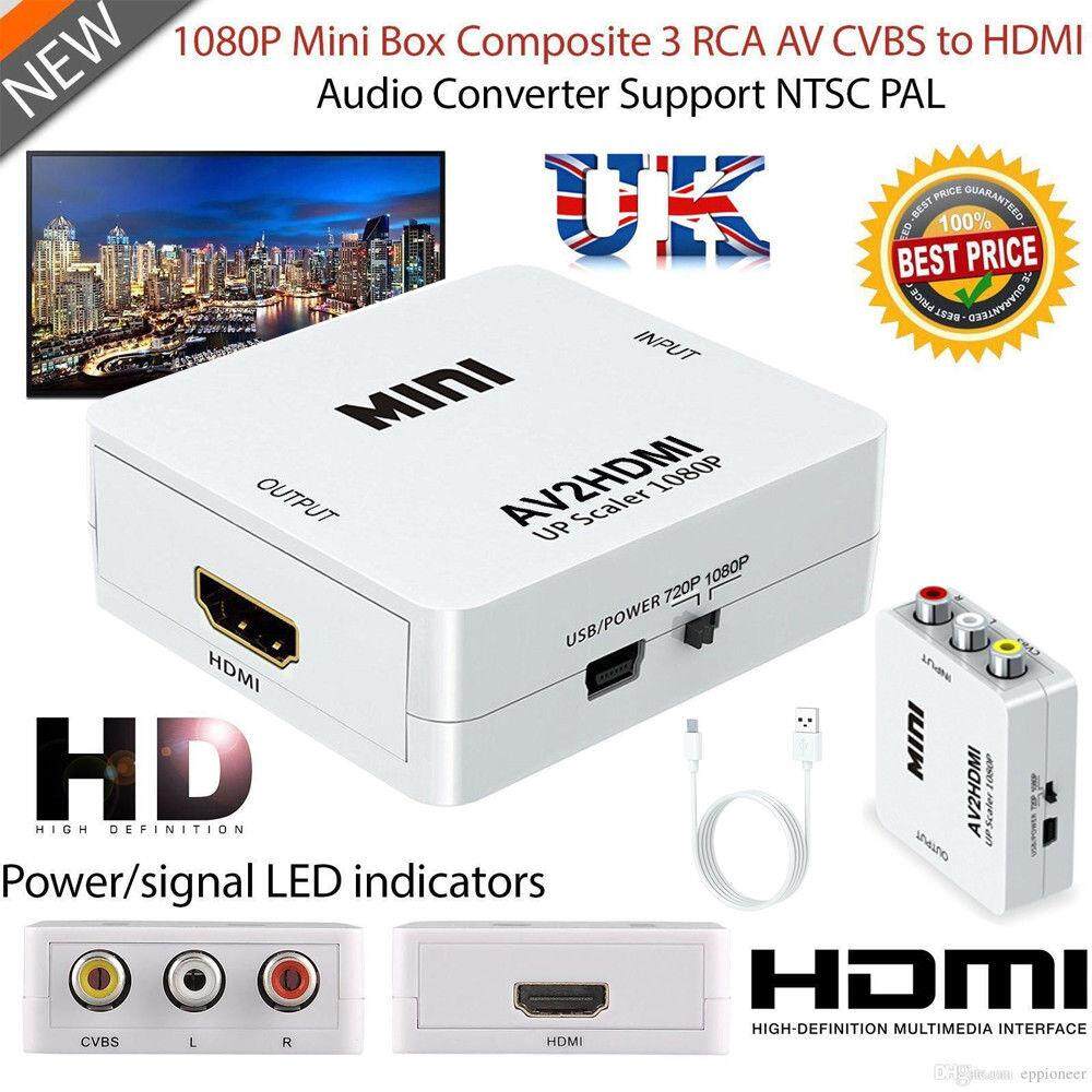 Mini อแดปเตอร์แปลงสัญญาณ AV RCA to HDMI Video Converter Adapter Full HD 720/1080p UP Scaler AV2HDMI for HDTV Standard TV L3EF 