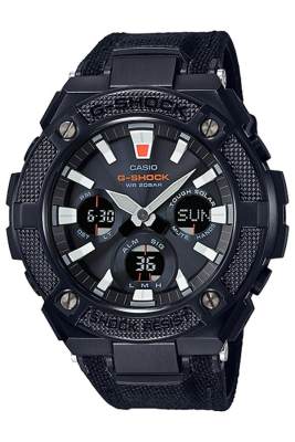 Casio G-Shock นาฬิกาข้อมือผู้ชาย สายหนังผสมสายผ้า รุ่น GST-S130BC,GST-S130BC-1A - สีดำ