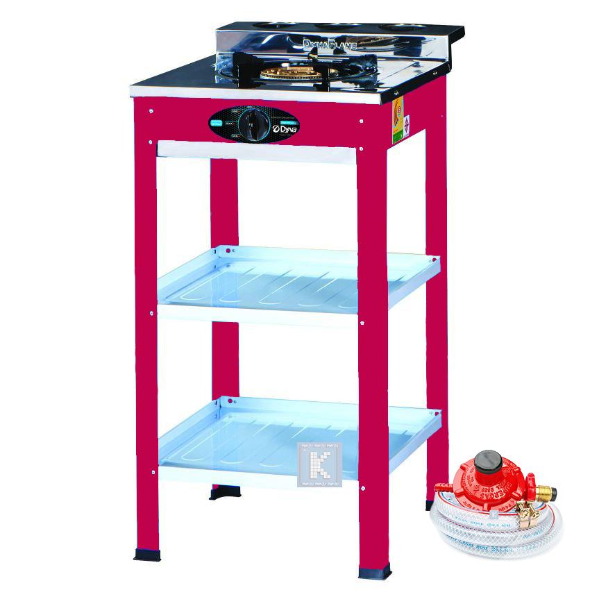 Dyna Home เตาแก๊สสแตนเลสชั้นเดี่ยวตั้งพื้น 1 หัวเตา รุ่น LK-112 หัวเตาเหล็กหล่อขนาด 130 mm. คละสี พร้อมชุดหัวปรับ