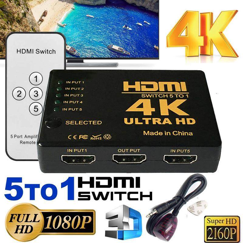 5 Input 1 Output 4k 2k HDMI Switch Switcher HDMI Splitter HDMI Port for PS3 PS4 for Xbox 360 PC DV DVD HDTV 1080P