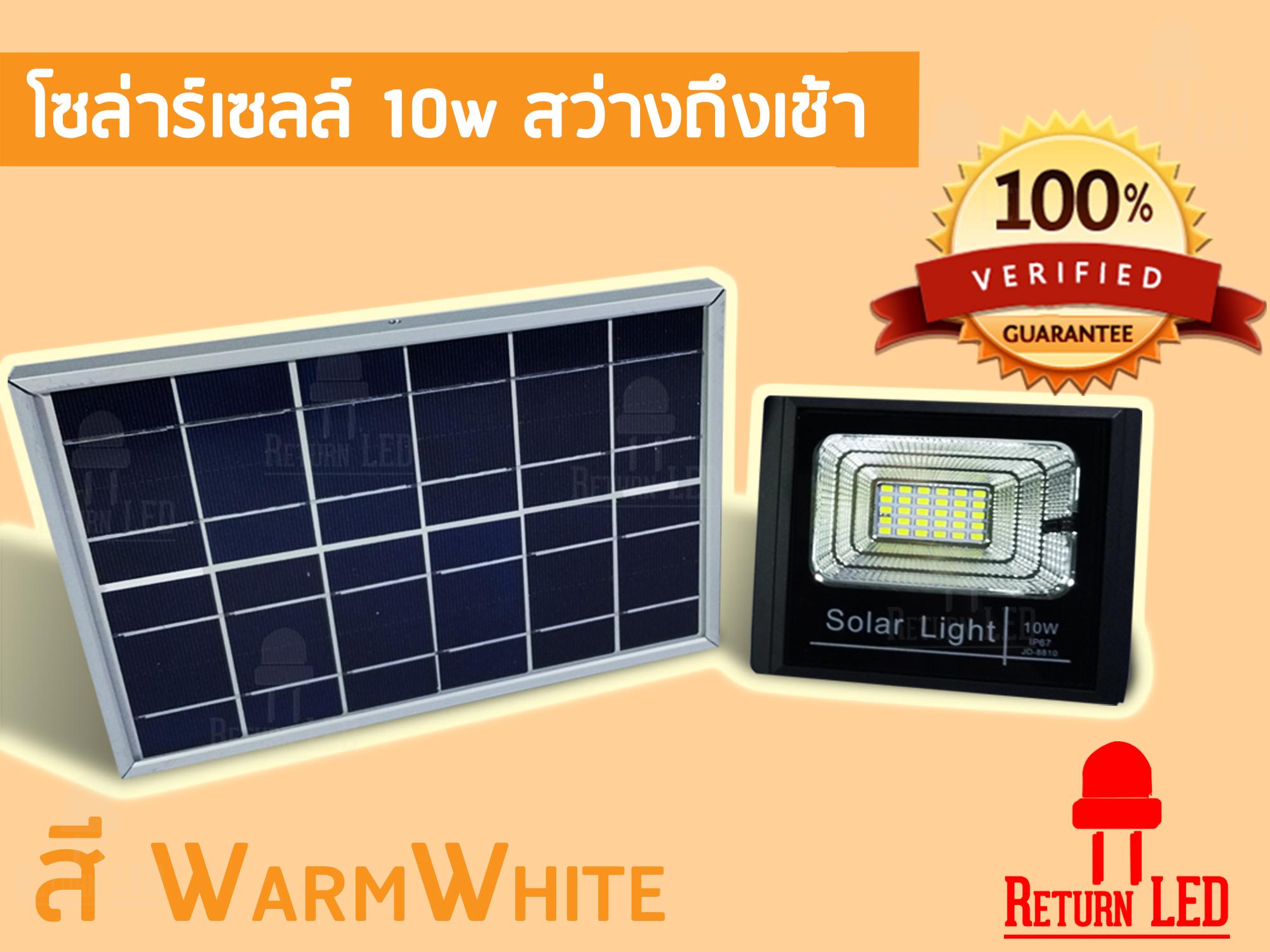 ReturnLED สปอตไลท์ โซล่าเซลล์ 10w รุ่น JD-8810  โคมไฟติดผนัง โคมไฟติดเสา โคมไฟพลังงานแสงอาทิตย์   สปอร์ตไลท์ แผงโซลาร์ Spotlight Solar cell 10w