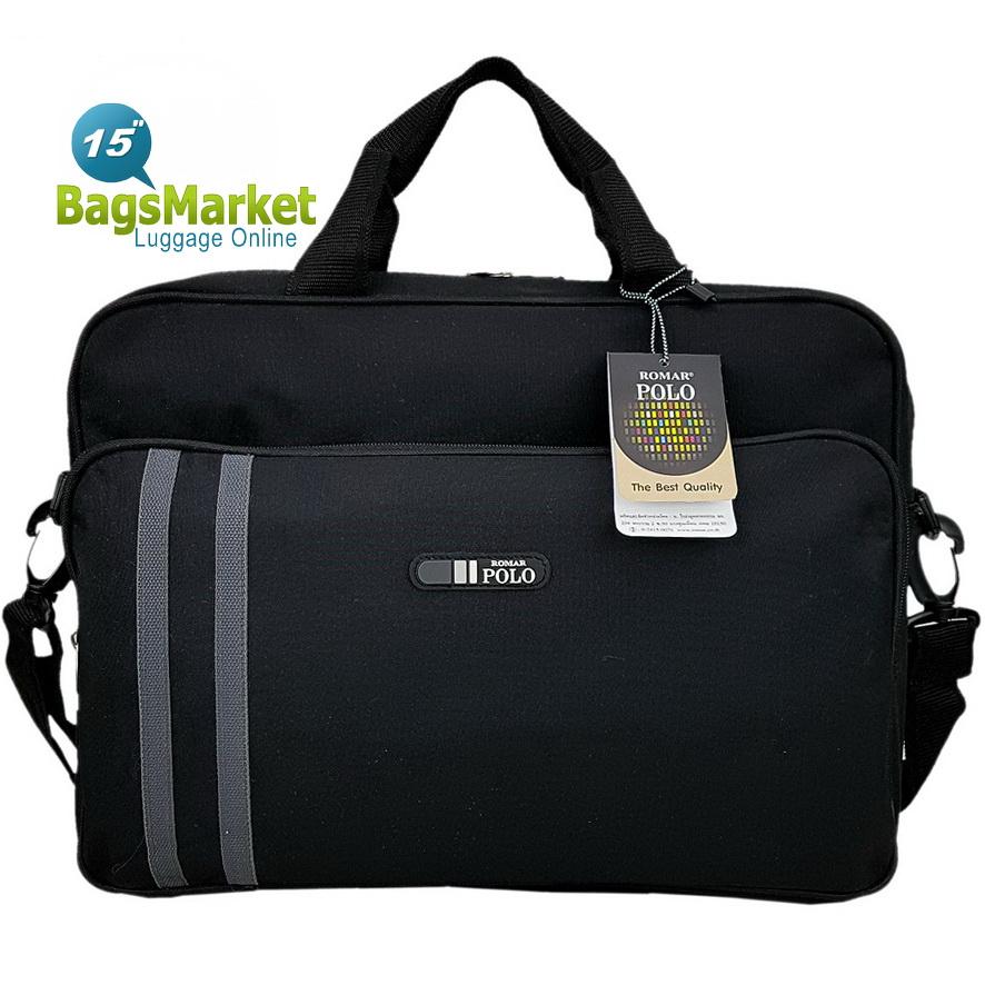 BagsMarket กระเป๋าเอกสาร Romar Polo กระเป๋าใส่โน๊ตบุ๊ค Laptop กระเป๋าสะพายข้าง กระเป๋าสะพายไหล่ กระเป๋าใส่เอกสาร กระเป๋าถือ ขนาด 15 นิ้ว รุ่น R41136 (Black)