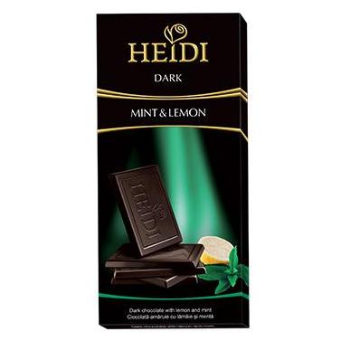 HEIDI Chocolate ดาร์คช็อคโกแลตแท้ ผสมมิ้นท์และเลม่อน นำเข้าจากประเทศโรมาเนีย 80 กรัม ขนมโรมาเนีย ขนมนำเข้า