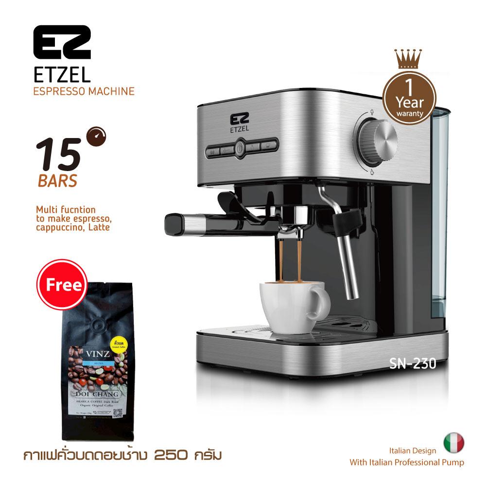 ETZEL เครื่องชงกาแฟสด รุ่น SN-203  ETZEL espresso machine model sn 203 แถมฟรี!! VINZ Coffee Bean Arabica organic